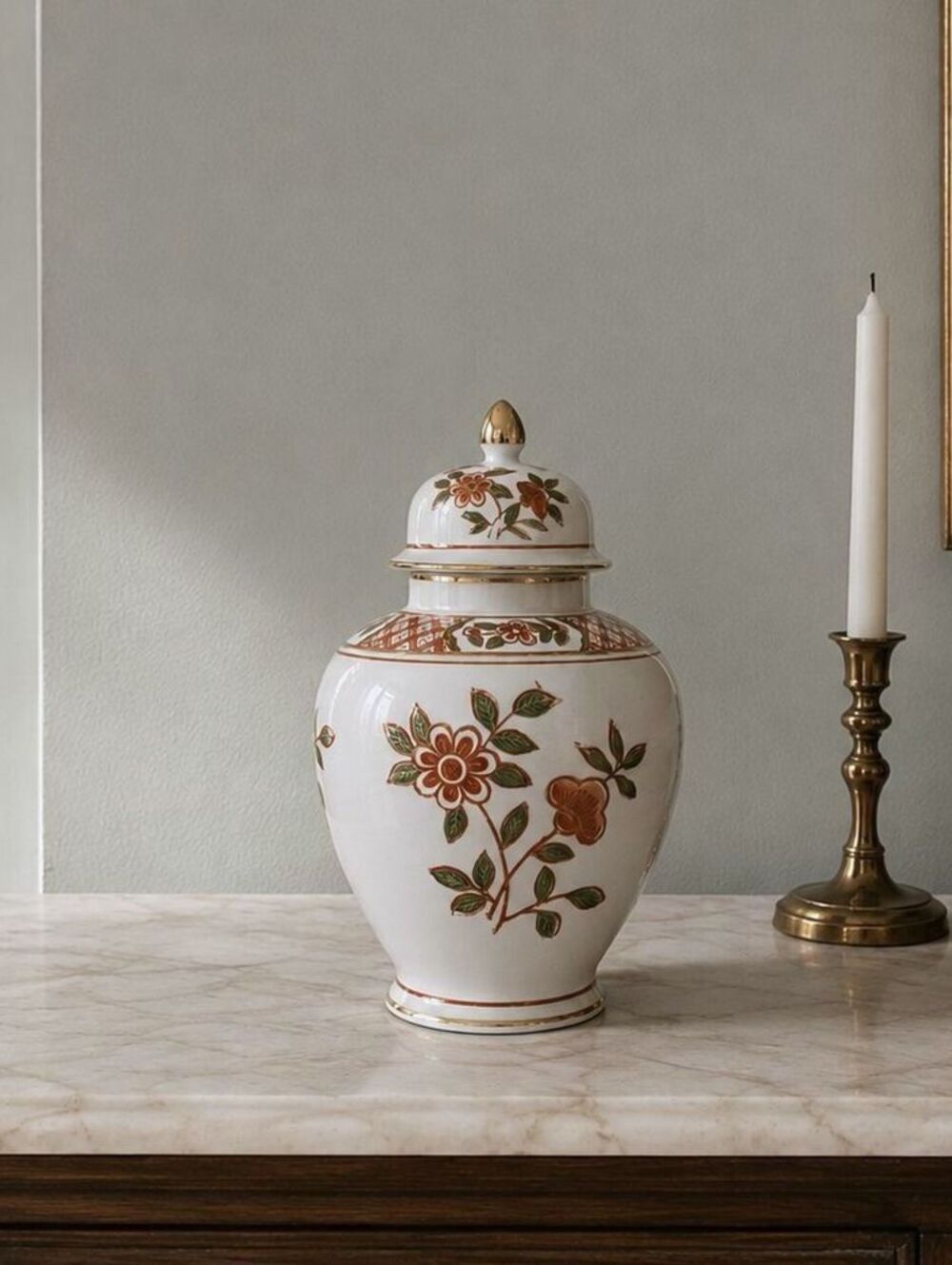 Vintage Andrea By Sadek Porcelain Ginger Jar 8" | Floral Chinoiserie